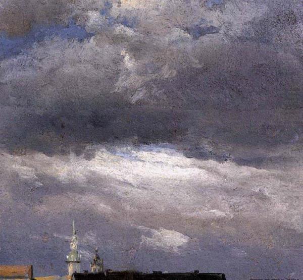 Cloud Study, Thunder Clouds over the Palace Tower at Dresden, johann christian Claussen Dahl